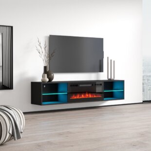 Floating electric deals fireplace tv stand